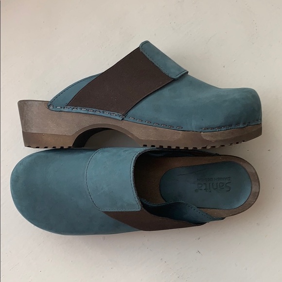 Sanita Shoes - Blue Suede Clogs